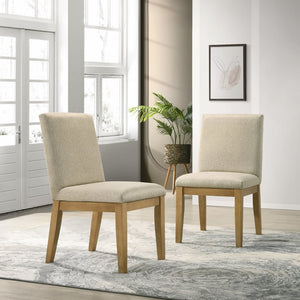 English Elm Rocco Solid Rubberwood Upholstered Dining Chairs Set of 2 with Foam Padded Beige Seats T2574P205967