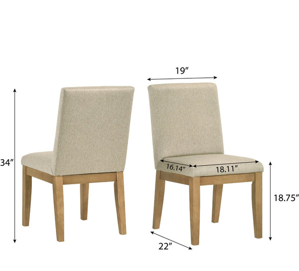 English Elm Rocco Solid Rubberwood Upholstered Dining Chairs Set of 2 with Foam Padded Beige Seats T2574P205967