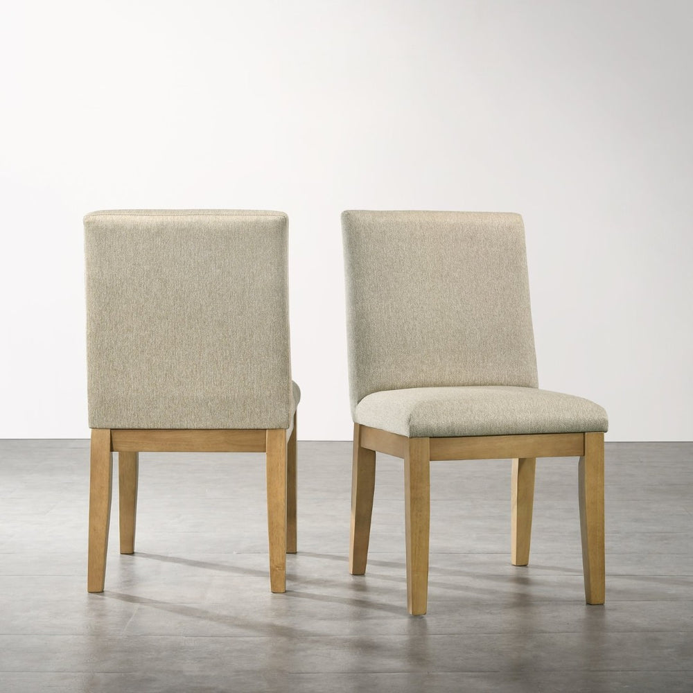English Elm Rocco Solid Rubberwood Upholstered Dining Chairs Set of 2 with Foam Padded Beige Seats T2574P205967