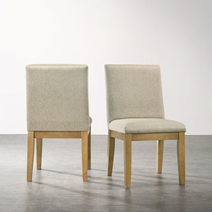 English Elm Rocco Solid Rubberwood Upholstered Dining Chairs Set of 2 with Foam Padded Beige Seats T2574P205967