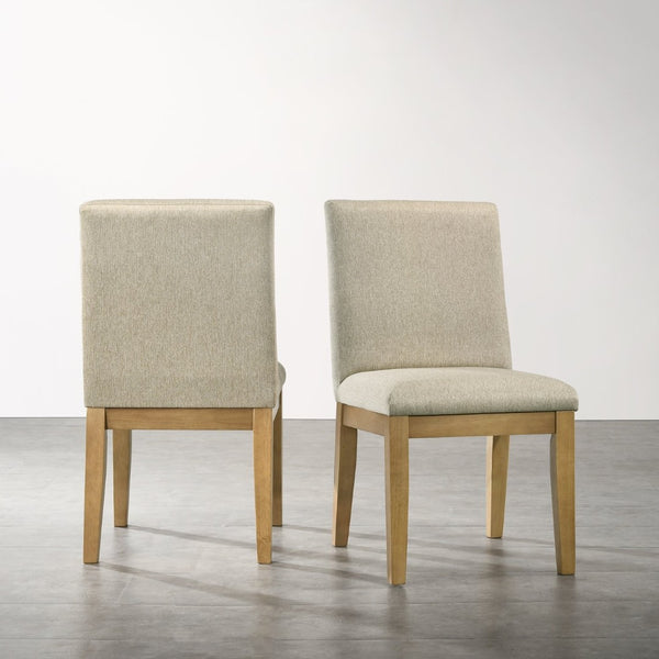 English Elm Rocco Solid Rubberwood Upholstered Dining Chairs Set of 2 with Foam Padded Beige Seats T2574P205967