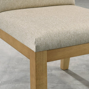 English Elm Rocco Solid Rubberwood Upholstered Dining Chairs Set of 2 with Foam Padded Beige Seats T2574P205967