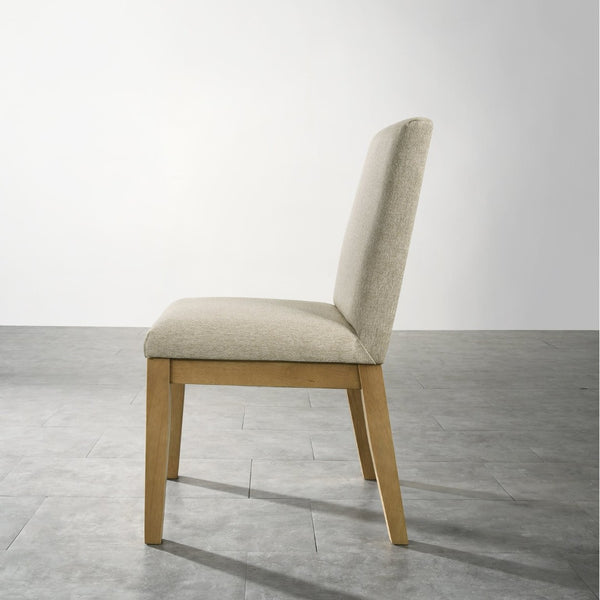 English Elm Rocco Solid Rubberwood Upholstered Dining Chairs Set of 2 with Foam Padded Beige Seats T2574P205967