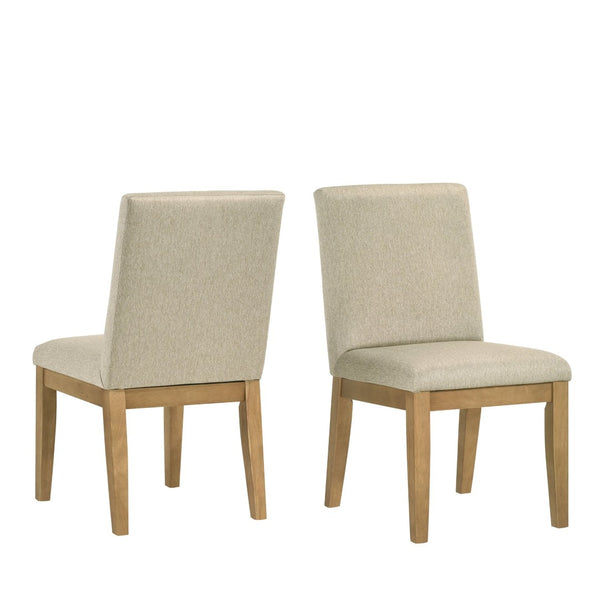 English Elm Rocco Solid Rubberwood Upholstered Dining Chairs Set of 2 with Foam Padded Beige Seats T2574P205967
