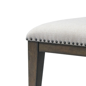 English Elm Grant Nailhead Upholstered Dining Chair Set Slatted Back Hardwood Frame Beige Fabric T2574P205970