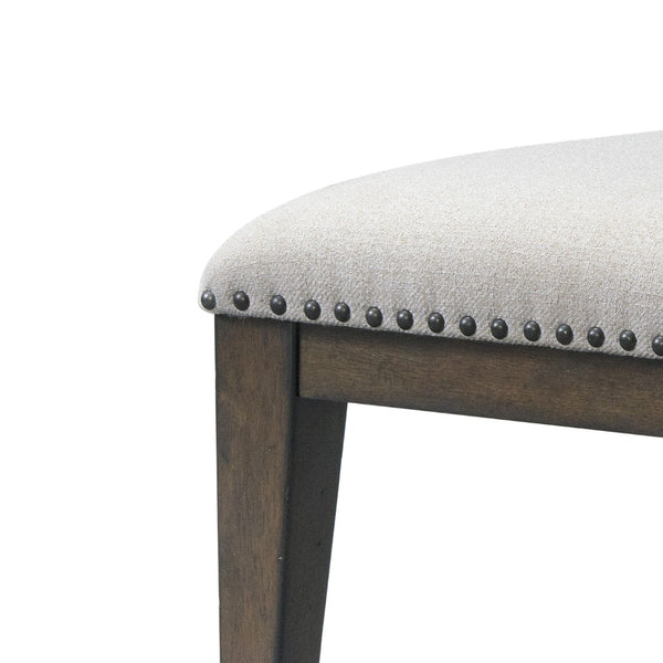 English Elm Grant Nailhead Upholstered Dining Chair Set Slatted Back Hardwood Frame Beige Fabric T2574P205970