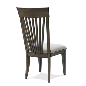 English Elm Grant Nailhead Upholstered Dining Chair Set Slatted Back Hardwood Frame Beige Fabric T2574P205970
