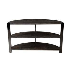 English Elm Kalne Half Moon Pine Console Table with Chrome Frame and Open Shelves for Entryways T2574P206302