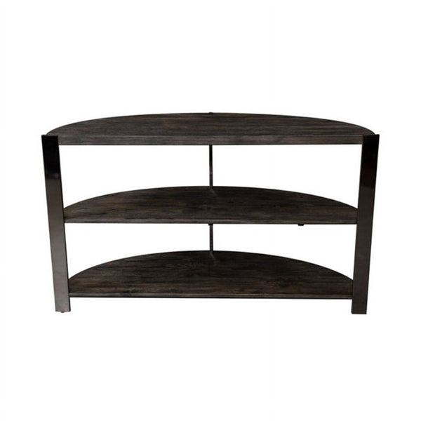 English Elm Kalne Half Moon Pine Console Table with Chrome Frame and Open Shelves for Entryways T2574P206302