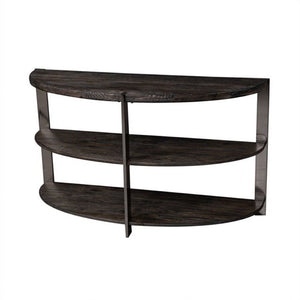 English Elm Kalne Half Moon Pine Console Table with Chrome Frame and Open Shelves for Entryways T2574P206302
