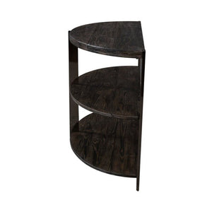 English Elm Kalne Half Moon Pine Console Table with Chrome Frame and Open Shelves for Entryways T2574P206302