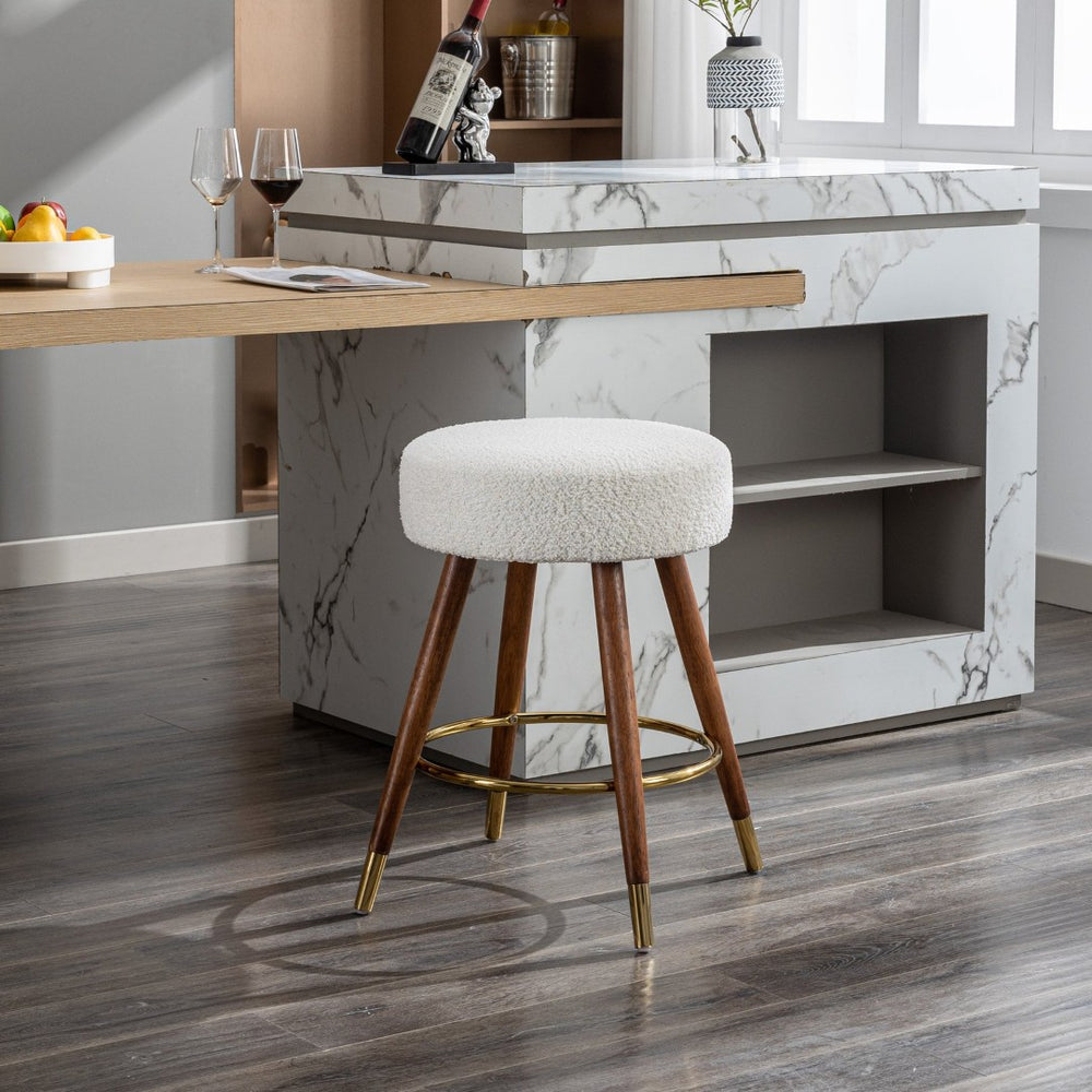 English Elm Momo Boucle Textured Swivel Counterstool with Solid Wood Frame for Kitchen Bars T2574P206729