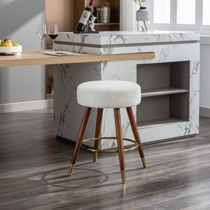 English Elm Momo Boucle Textured Swivel Counterstool with Solid Wood Frame for Kitchen Bars T2574P206729