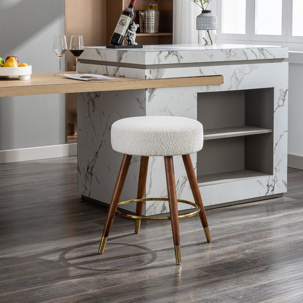English Elm Momo Boucle Textured Swivel Counterstool with Solid Wood Frame for Kitchen Bars T2574P206729