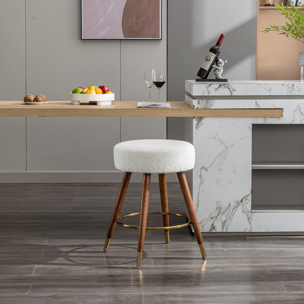 English Elm Momo Boucle Textured Swivel Counterstool with Solid Wood Frame for Kitchen Bars T2574P206729