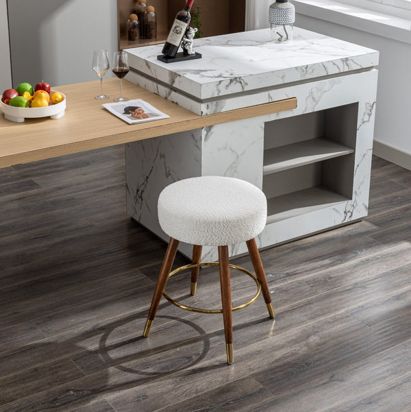 English Elm Momo Boucle Textured Swivel Counterstool with Solid Wood Frame for Kitchen Bars T2574P206729