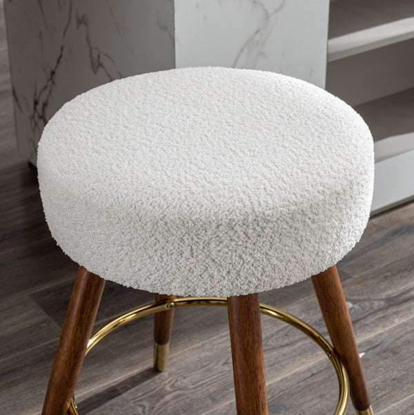 English Elm Momo Boucle Textured Swivel Counterstool with Solid Wood Frame for Kitchen Bars T2574P206729