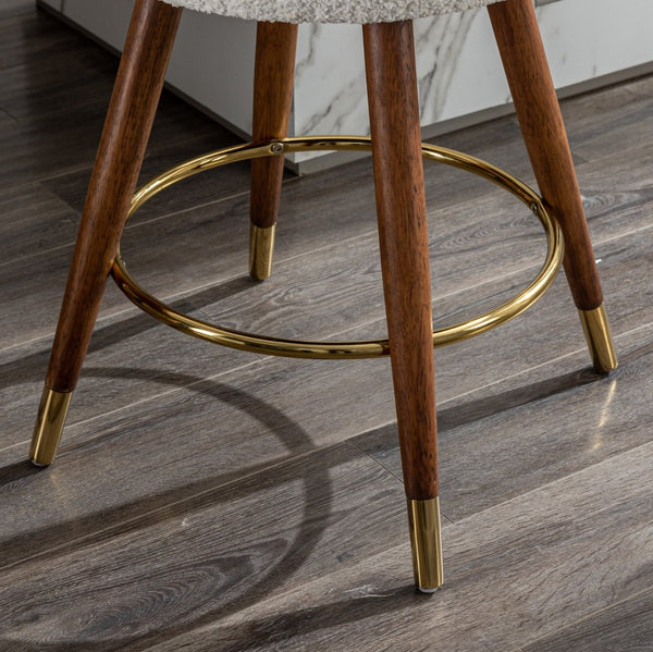 English Elm Momo Boucle Textured Swivel Counterstool with Solid Wood Frame for Kitchen Bars T2574P206729