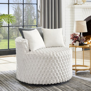 English Elm Malna Honeycomb Plush Barrel Chair with Casters Sculptural Accent Seating for Any Room T2574P221267