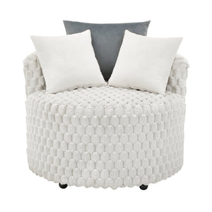 English Elm Malna Honeycomb Plush Barrel Chair with Casters Sculptural Accent Seating for Any Room T2574P221267