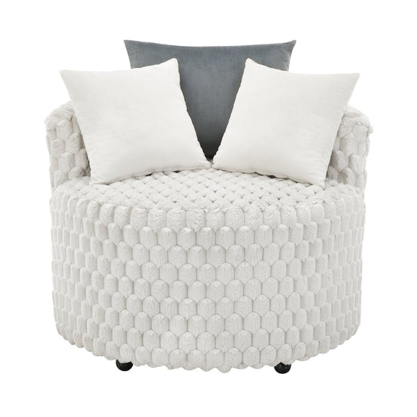 English Elm Malna Honeycomb Plush Barrel Chair with Casters Sculptural Accent Seating for Any Room T2574P221267