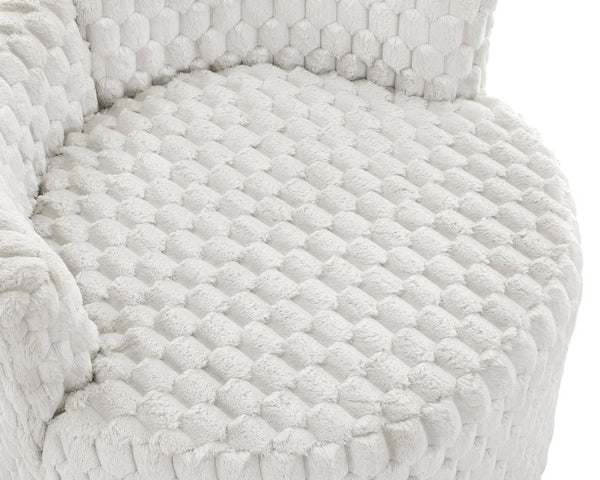 English Elm Malna Honeycomb Plush Barrel Chair with Casters Sculptural Accent Seating for Any Room T2574P221267