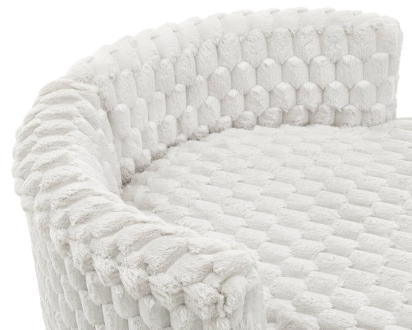 English Elm Malna Honeycomb Plush Barrel Chair with Casters Sculptural Accent Seating for Any Room T2574P221267