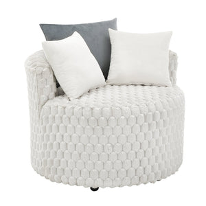 English Elm Malna Honeycomb Plush Barrel Chair with Casters Sculptural Accent Seating for Any Room T2574P221267