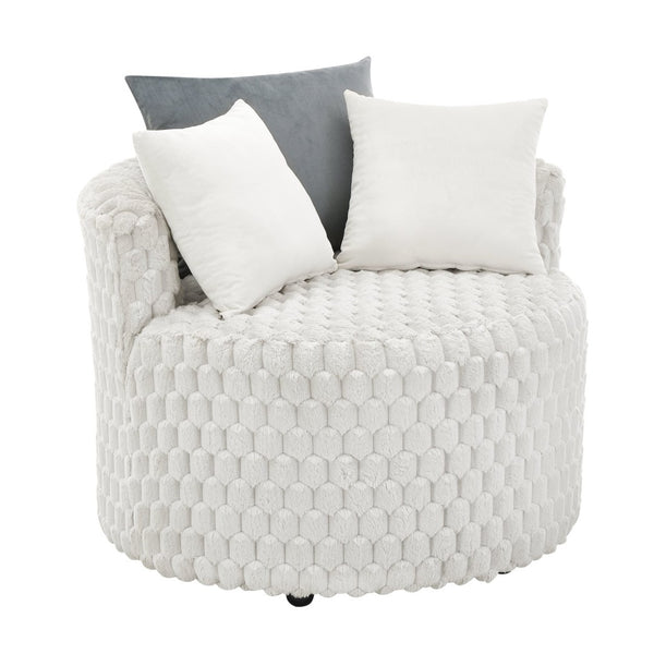 English Elm Malna Honeycomb Plush Barrel Chair with Casters Sculptural Accent Seating for Any Room T2574P221267