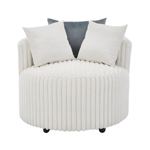 English Elm Malna Corduroy Barrel Lounge Chair with Pillow Back Support and Rolling Wheels T2574P221268