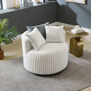 English Elm Malna Corduroy Barrel Lounge Chair with Pillow Back Support and Rolling Wheels T2574P221268