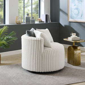 English Elm Malna Corduroy Barrel Lounge Chair with Pillow Back Support and Rolling Wheels T2574P221268