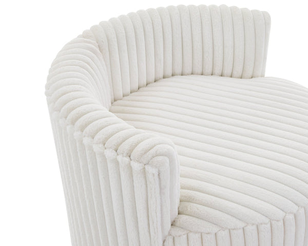 English Elm Malna Corduroy Barrel Lounge Chair with Pillow Back Support and Rolling Wheels T2574P221268