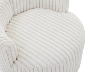 English Elm Malna Corduroy Barrel Lounge Chair with Pillow Back Support and Rolling Wheels T2574P221268