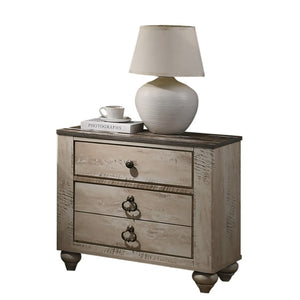 English Elm Imerland Distressed Hardwood 3-drawer Nightstand with Dovetail Joints and Bun Feet T2574P225146