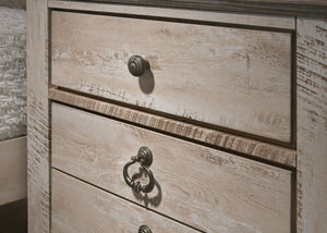 English Elm Imerland Distressed Hardwood 3-drawer Nightstand with Dovetail Joints and Bun Feet T2574P225146
