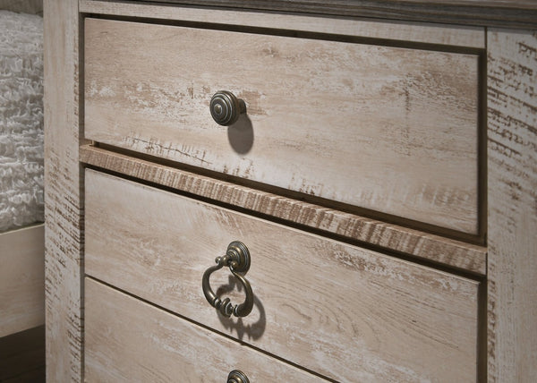 English Elm Imerland Distressed Hardwood 3-drawer Nightstand with Dovetail Joints and Bun Feet T2574P225146