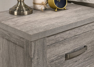 English Elm Floren Two Drawer Nightstand Weathered Wood Grain Finish with Brushed Nickel Pulls T2574P225147