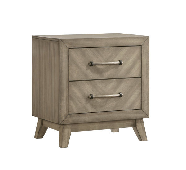 English Elm Arena Antique Gray Nightstand with Dovetail Drawers and Metal Pulls for Modern Bedrooms T2574P225174