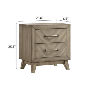 English Elm Arena Antique Gray Nightstand with Dovetail Drawers and Metal Pulls for Modern Bedrooms T2574P225174