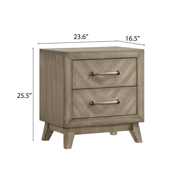 English Elm Arena Antique Gray Nightstand with Dovetail Drawers and Metal Pulls for Modern Bedrooms T2574P225174
