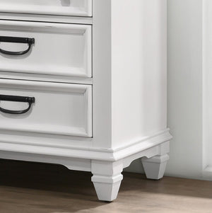 English Elm Clelane Farmhouse Nightstand with Three Drawers Carved Trim and Two-tone Wood Finish T2574P225175