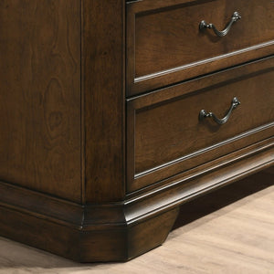 English Elm Maderne Distressed Walnut 3-drawer Nightstand with Dovetail Joinery and Pewter Pulls T2574P225176