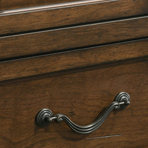 English Elm Maderne Distressed Walnut 3-drawer Nightstand with Dovetail Joinery and Pewter Pulls T2574P225176