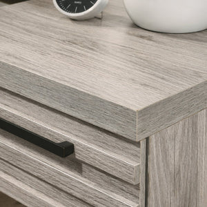 English Elm Alvear Slatted Drawer Nightstand with Black Metal Base for Modern Bedroom Decor T2574P225177