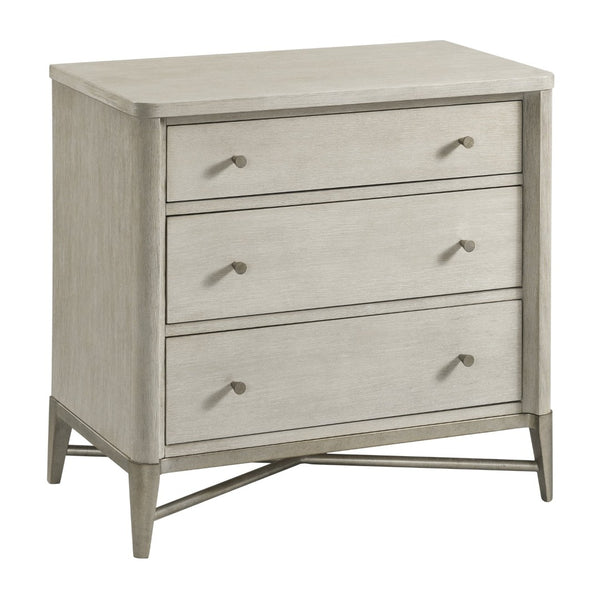 English Elm Mantalia Hardwood 3-drawer Nightstand with Champagne Metal Frame and Cedar Lining T2574P225193