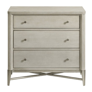 English Elm Mantalia Hardwood 3-drawer Nightstand with Champagne Metal Frame and Cedar Lining T2574P225193