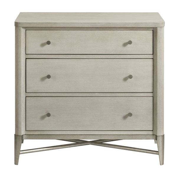 English Elm Mantalia Hardwood 3-drawer Nightstand with Champagne Metal Frame and Cedar Lining T2574P225193