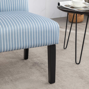 English Elm Botticelli Armless Slipper Chair Blue Stripe Fabric Tall Back Foam Seat Bedroom Accent T2574P240370