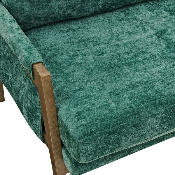 English Elm Kelly Velvet Accent Armchair with Rubberwood Legs Mid-century Living Room Seat Green T2574P240372